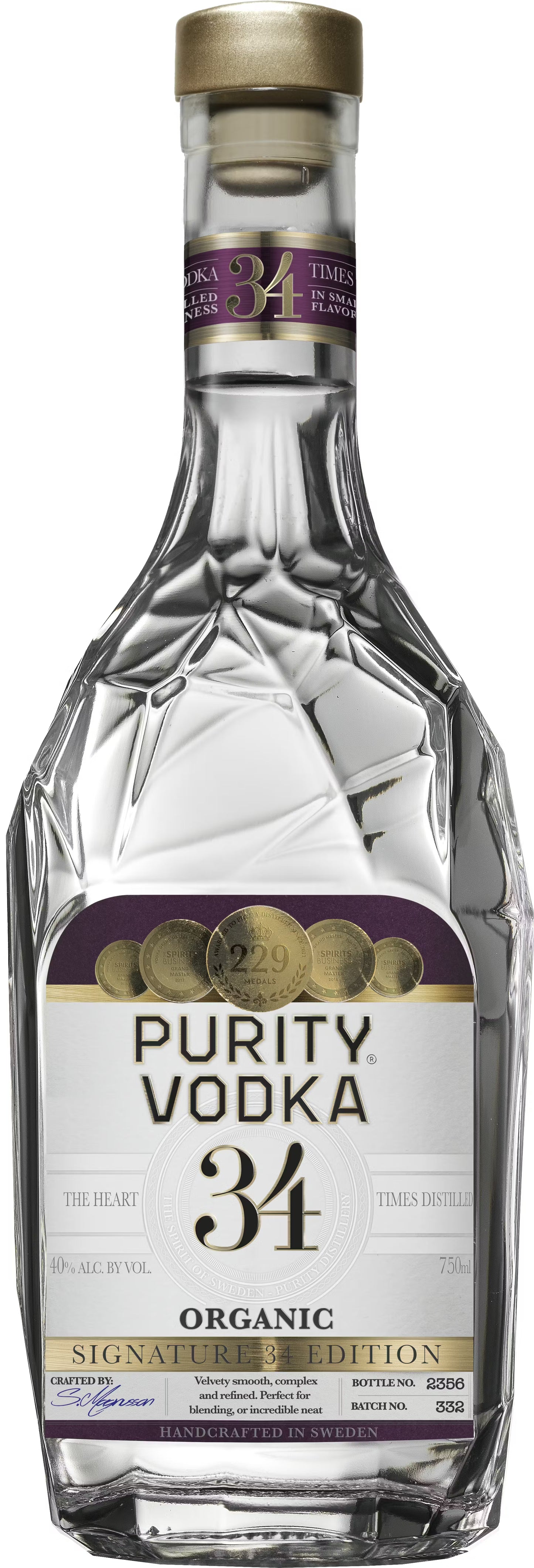 Purity Vodka 34 750ml. Organic