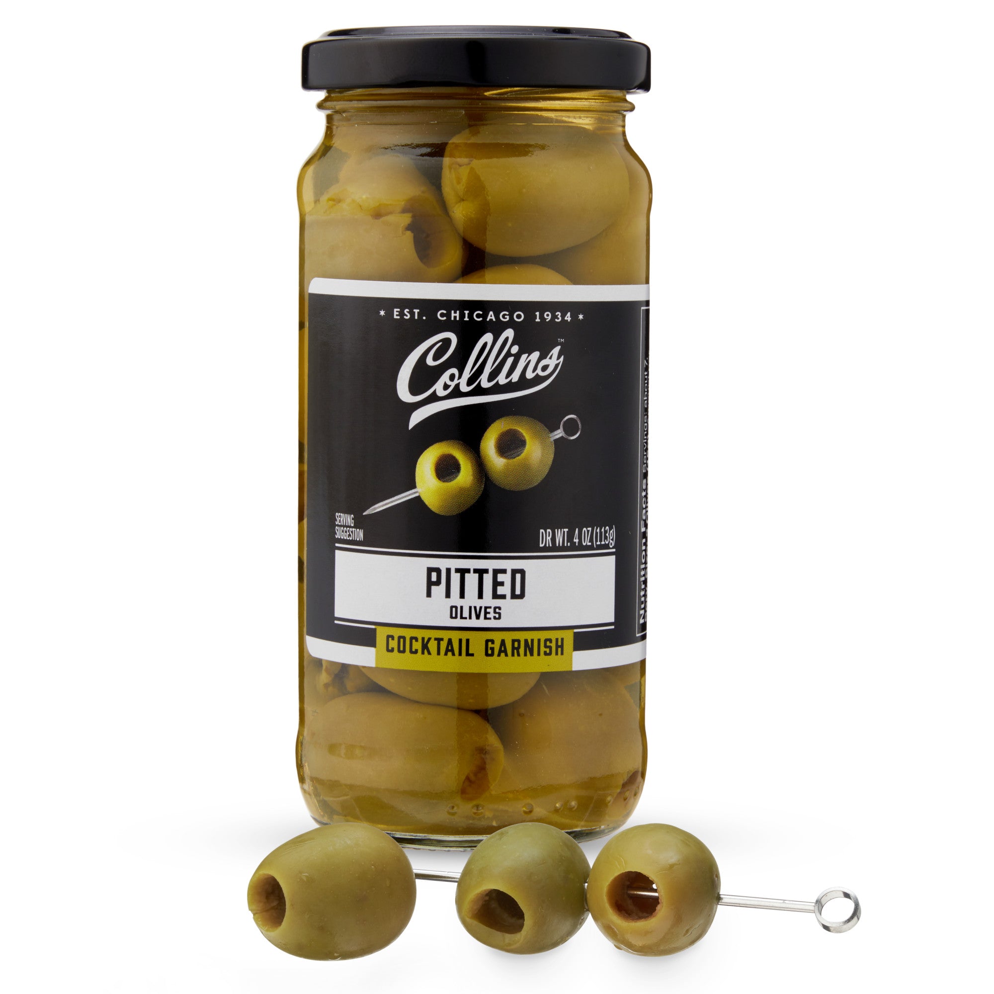 Collins Pitted Cocktail Olives 4 oz jar