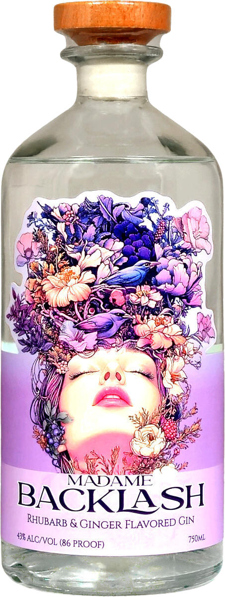 Madame Backlash Rhubarb and Ginger Gin 750ml bottle
